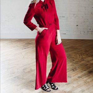 NWT red bow jumpsuit
